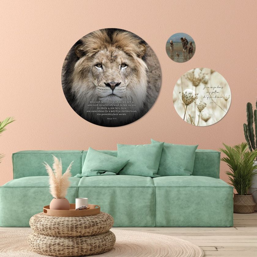 Muurcirkel 'Leeuw' - 100 cm - MA39409 -  Wanddeco bij MajesticAlly