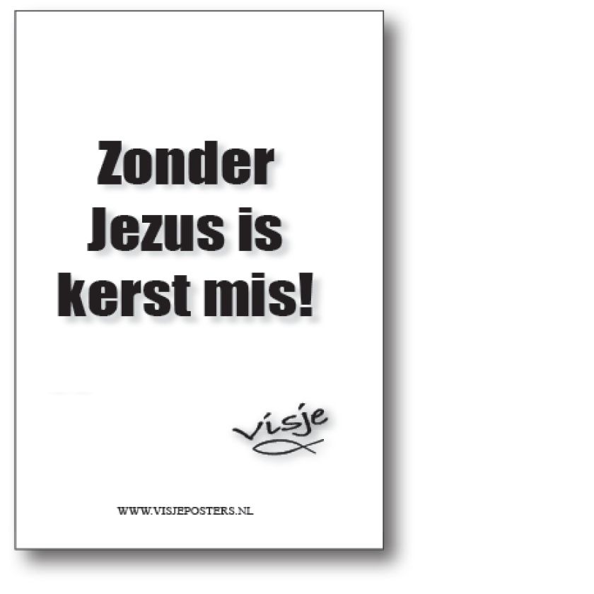 Minikaart  'Zonder Jezus is kerst mis' - Visje - 46037 -  Visje kerstkaarten bij MajesticAlly
