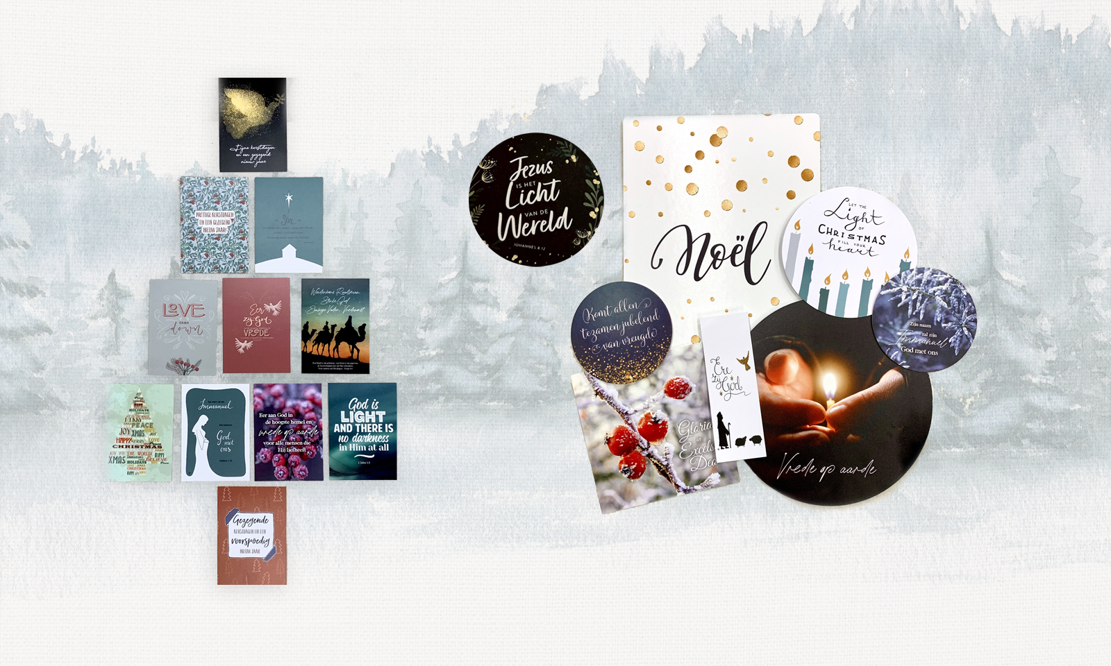 Christelijke kerstkaarten en cadeaus
