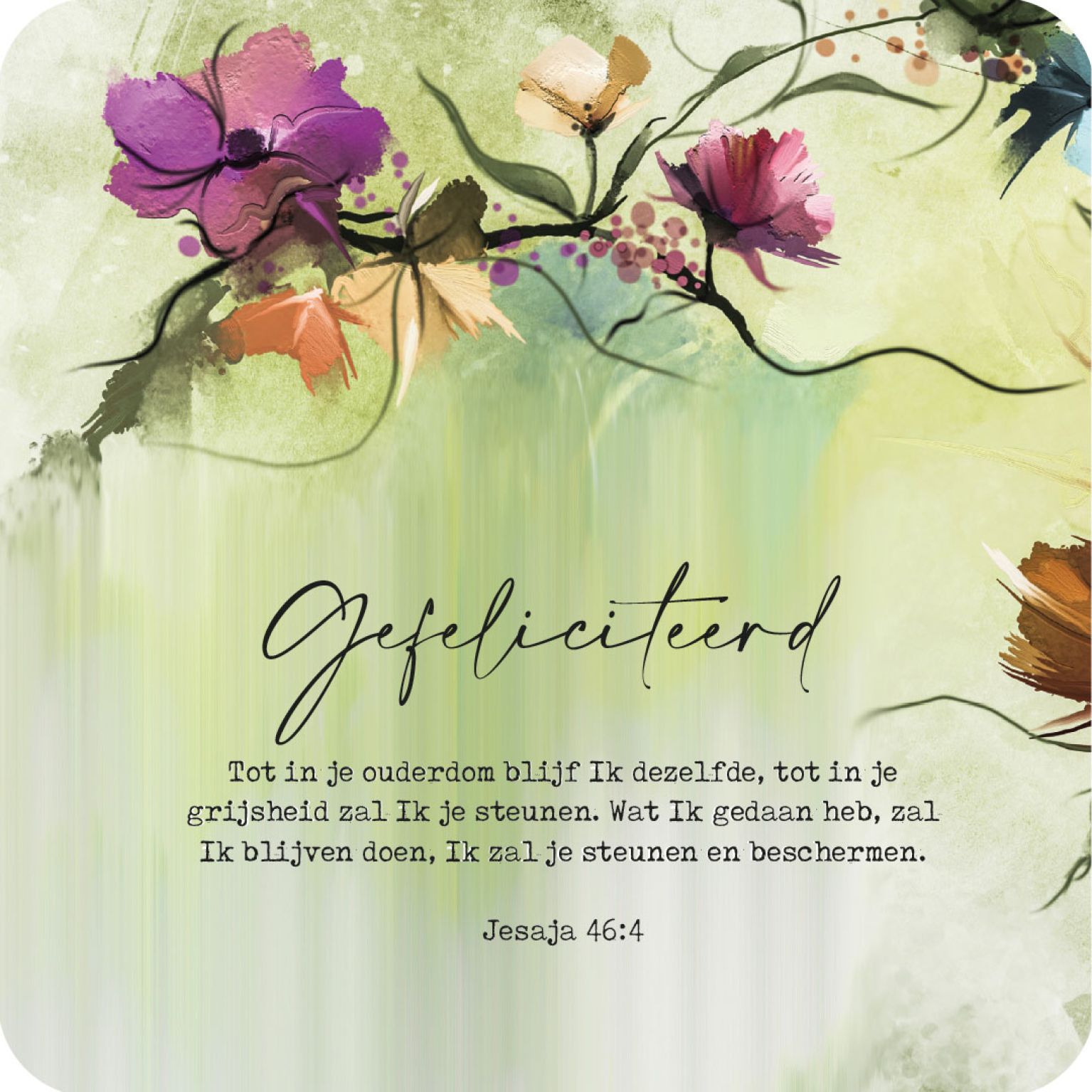 MA43709 Cadeaubordjes 'Gefeliciteerd - Jes 46:4'