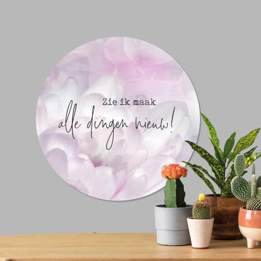 Muurcirkel 'Zie, Ik maak alle dingen nieuw' - 40 cm