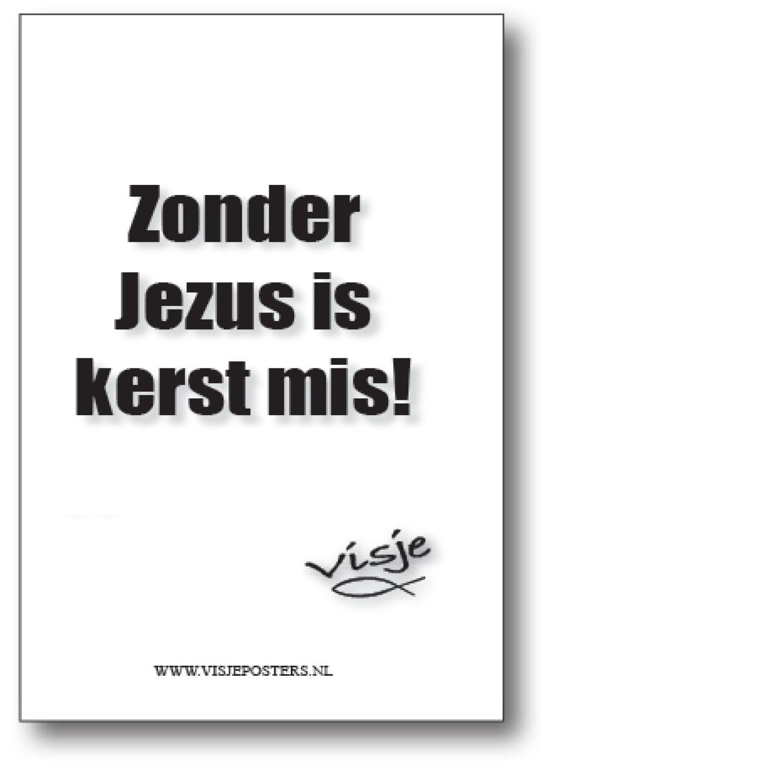 Minikaart  'Zonder Jezus is kerst mis' - Visje - 46037 -  Visje kerstkaarten bij MajesticAlly