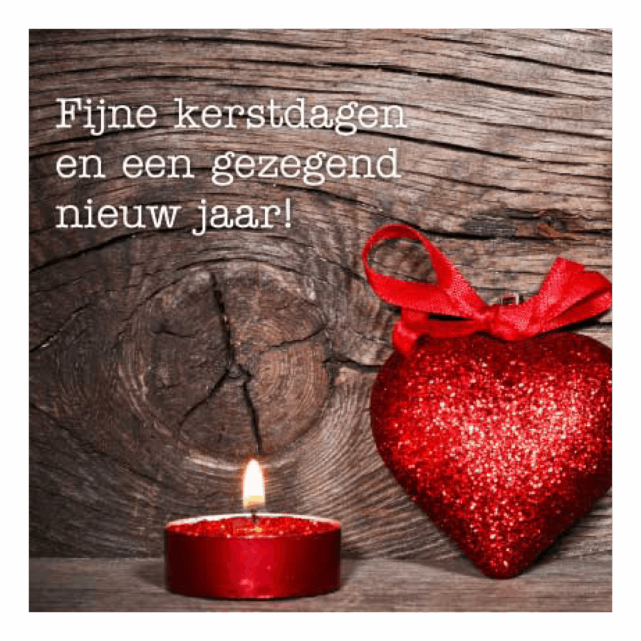 Kerstkaart 'Waxinelicht en hart'