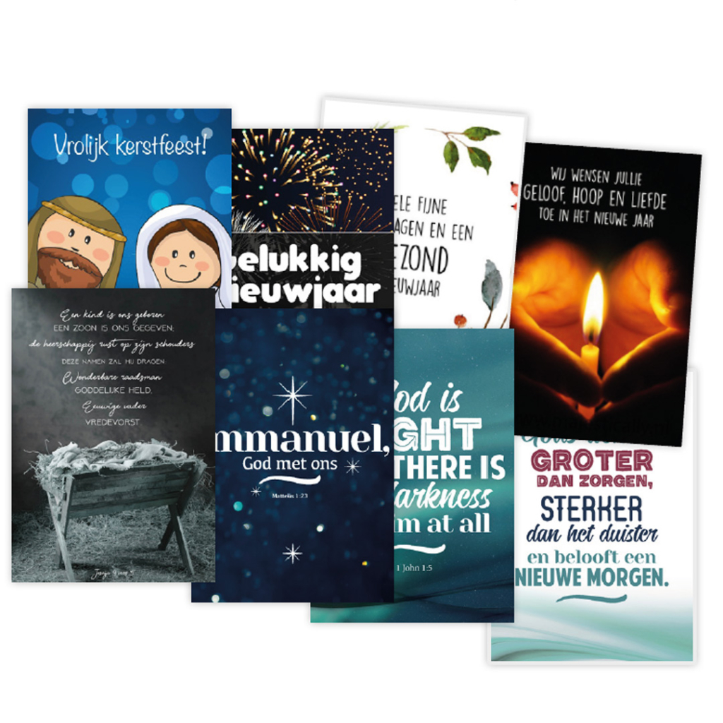 Voordeelpakje kerstkaarten ‘Joy 3’ – 16 stuks