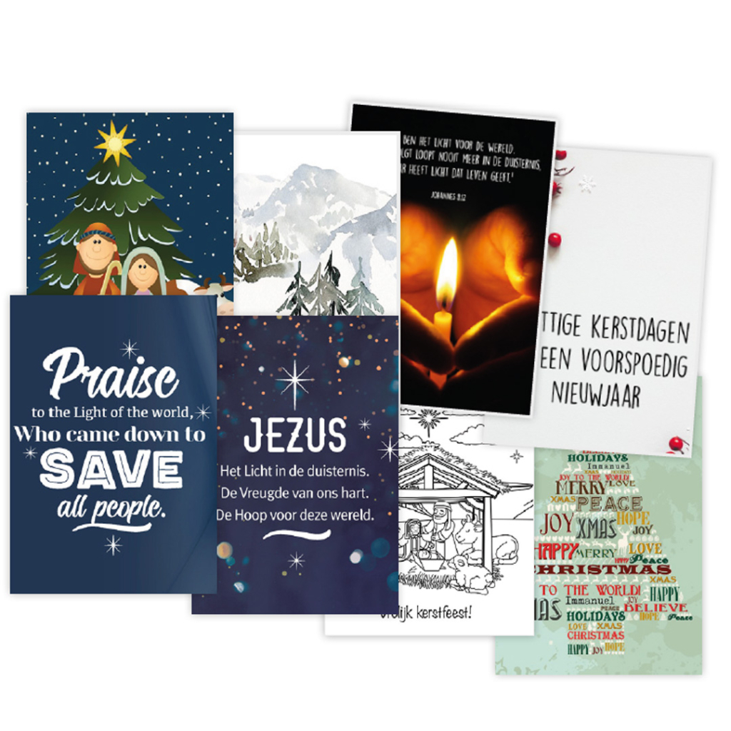 Voordeelpakje kerstkaarten ‘Joy 4’ – 16 stuks