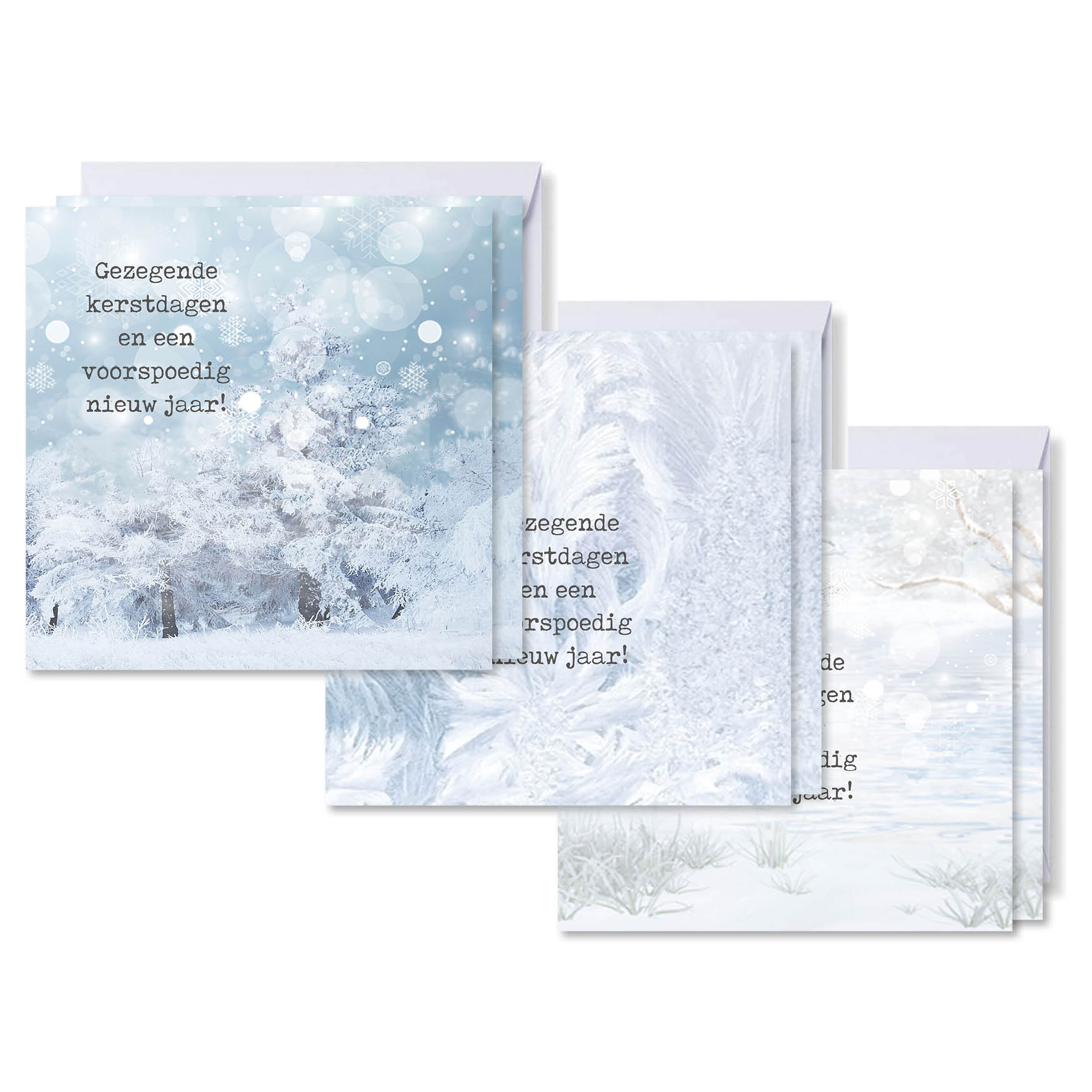 Voordeelpakje vierkante kerstkaarten ijs - gezegend