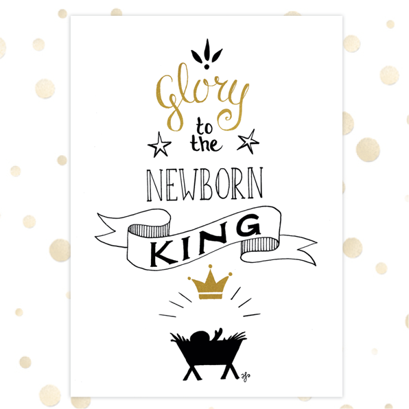 Poster A4 'Glory to the newborn King' - MA36202 - Diverse kerstcadeaus bij MajesticAlly