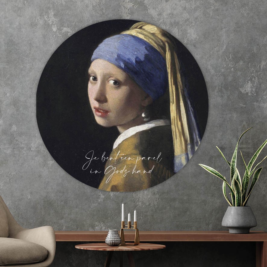 Muurcirkel 'Meisje met de parel' - 60 cm - MA39312 - Wanddeco bij MajesticAlly