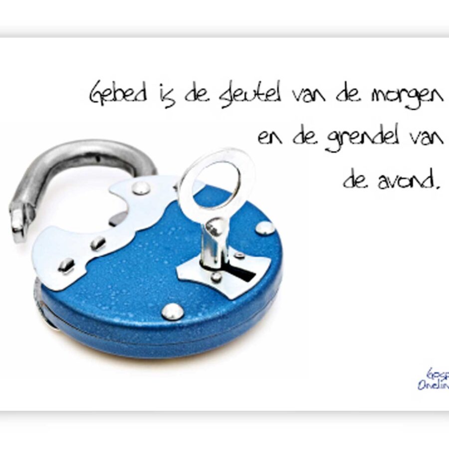 prentbriefkaart 'Gebed is de sleutel van de ochtend'