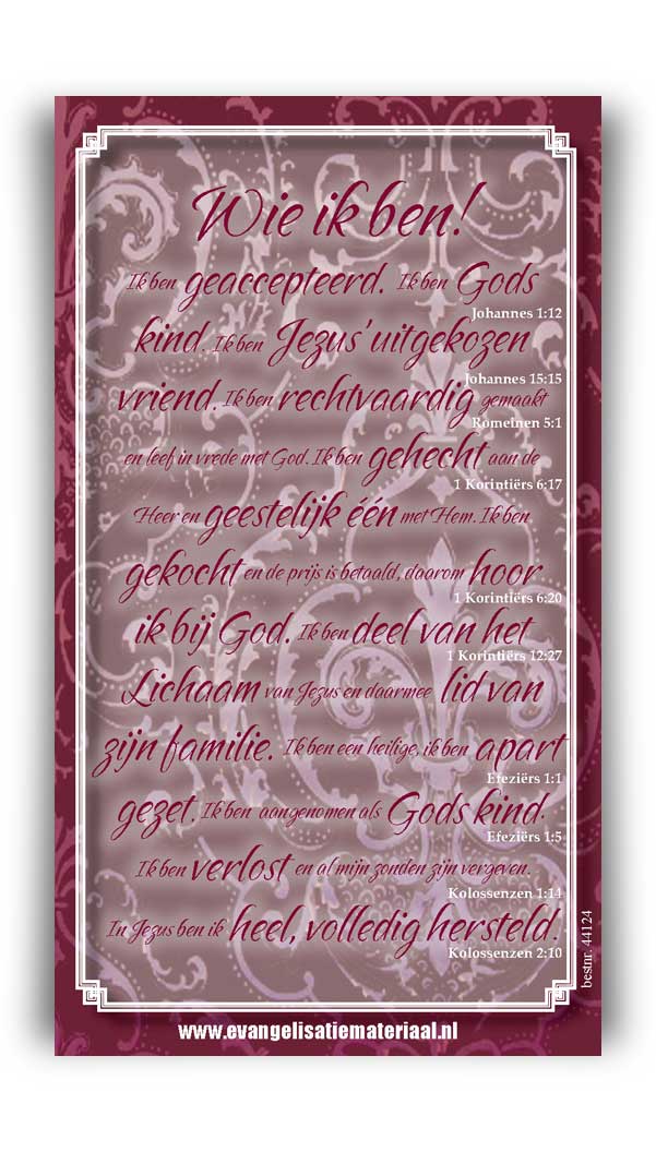 Bemoedigingskaart - 'Wie ik ben' - 44124 -  Kaarten bij MajesticAlly