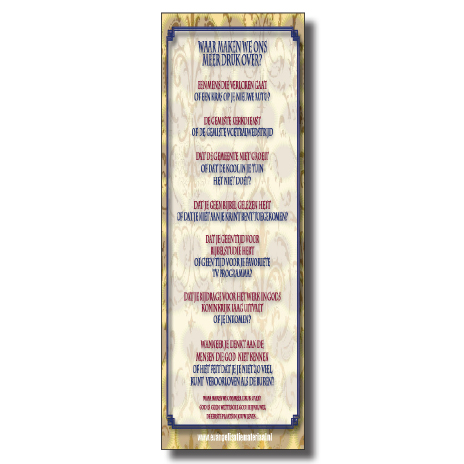 Boekenlegger 'Waar maken we ons druk over'