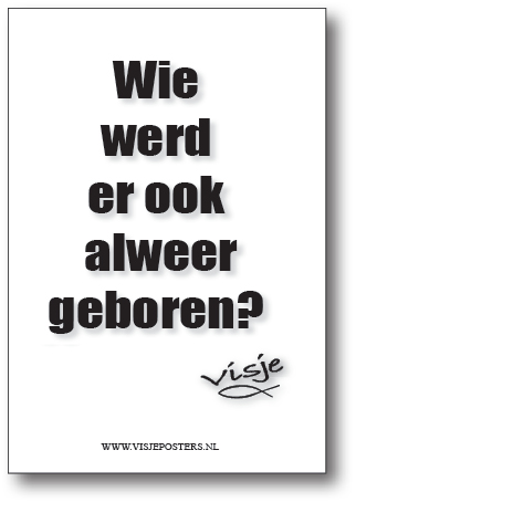 Minikaart 'Wie werd er ook alweer geboren?' - Visje - 46039 - Visje kerstkaarten bij MajesticAlly