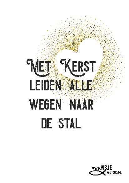 Kerstkaart 'Met kerst leiden alle wegen naar de stal' - Visje - MA26003 -  Visje kerstkaarten bij MajesticAlly