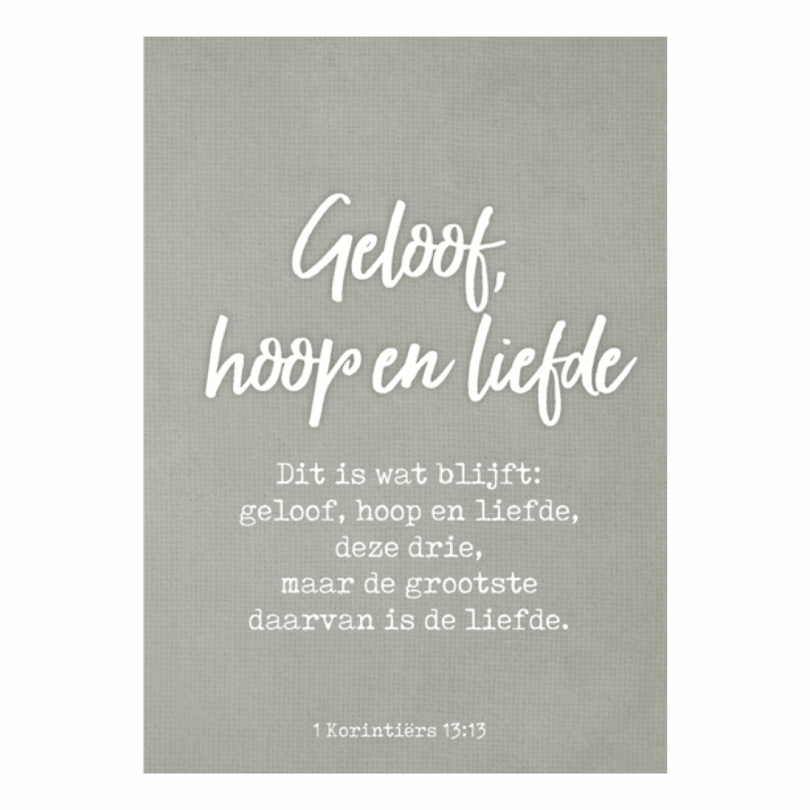Wenskaart 'Geloof, hoop en liefde'