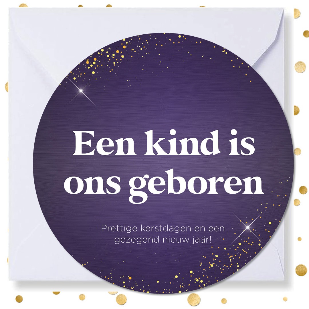 Kerstkaart rond \'Een kind is ons geboren\' - MA41012 -  Christelijke kerstkaarten bij MajesticAlly