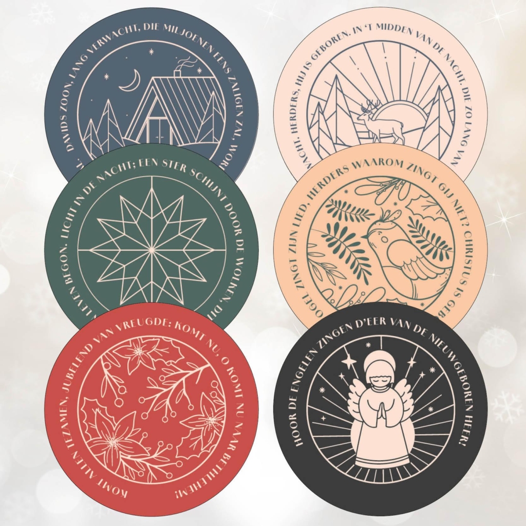 2x6 Kerstonderzetters serie 5