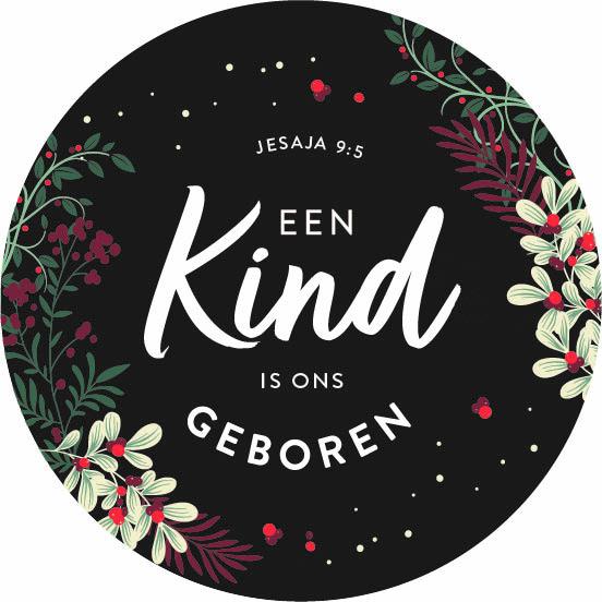 Kerstkaart rond 'Een kind is ons geboren'