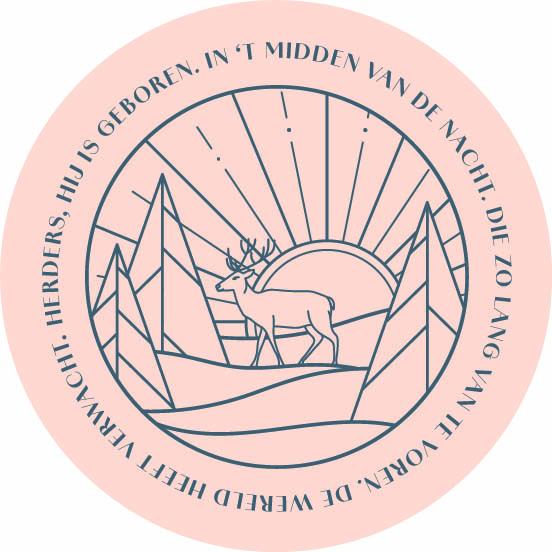 Kerstkaart rond 'Hij is geboren'