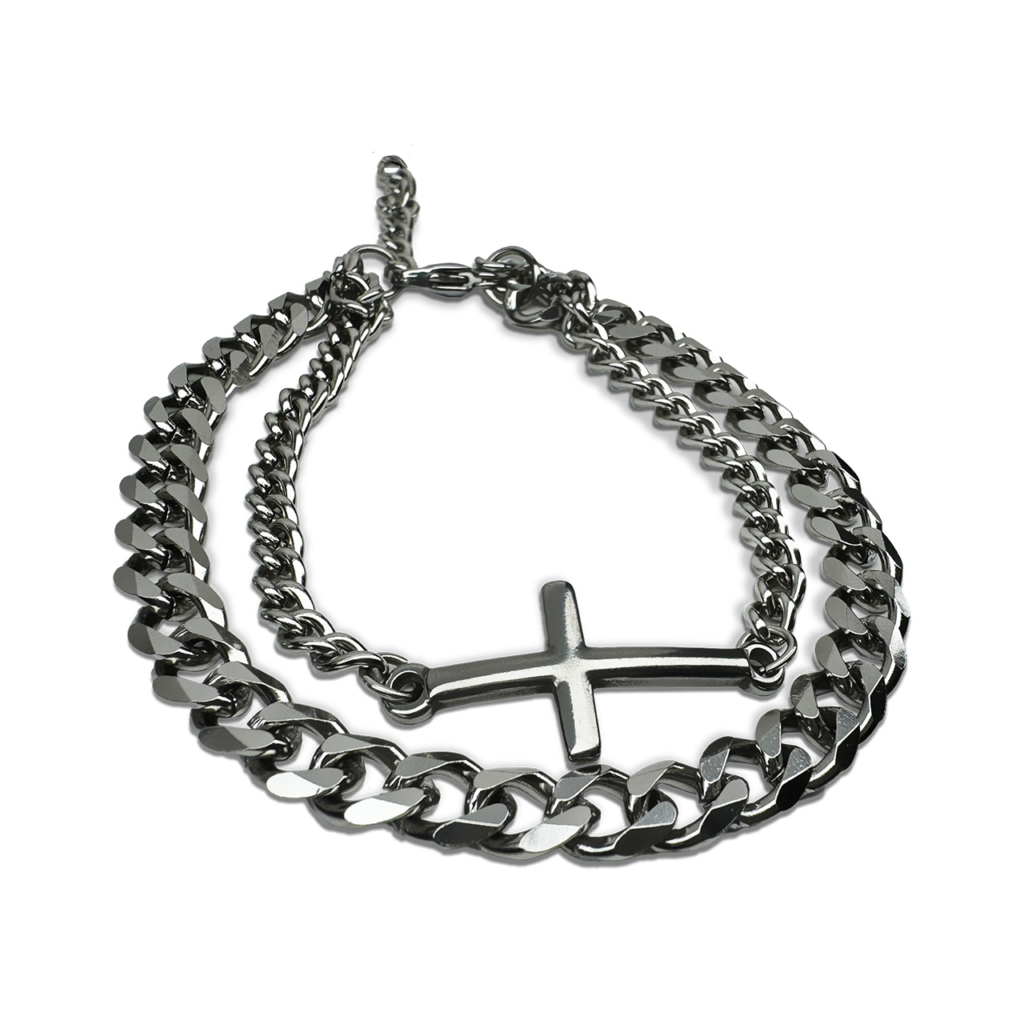 Dubbele herenarmband kruis