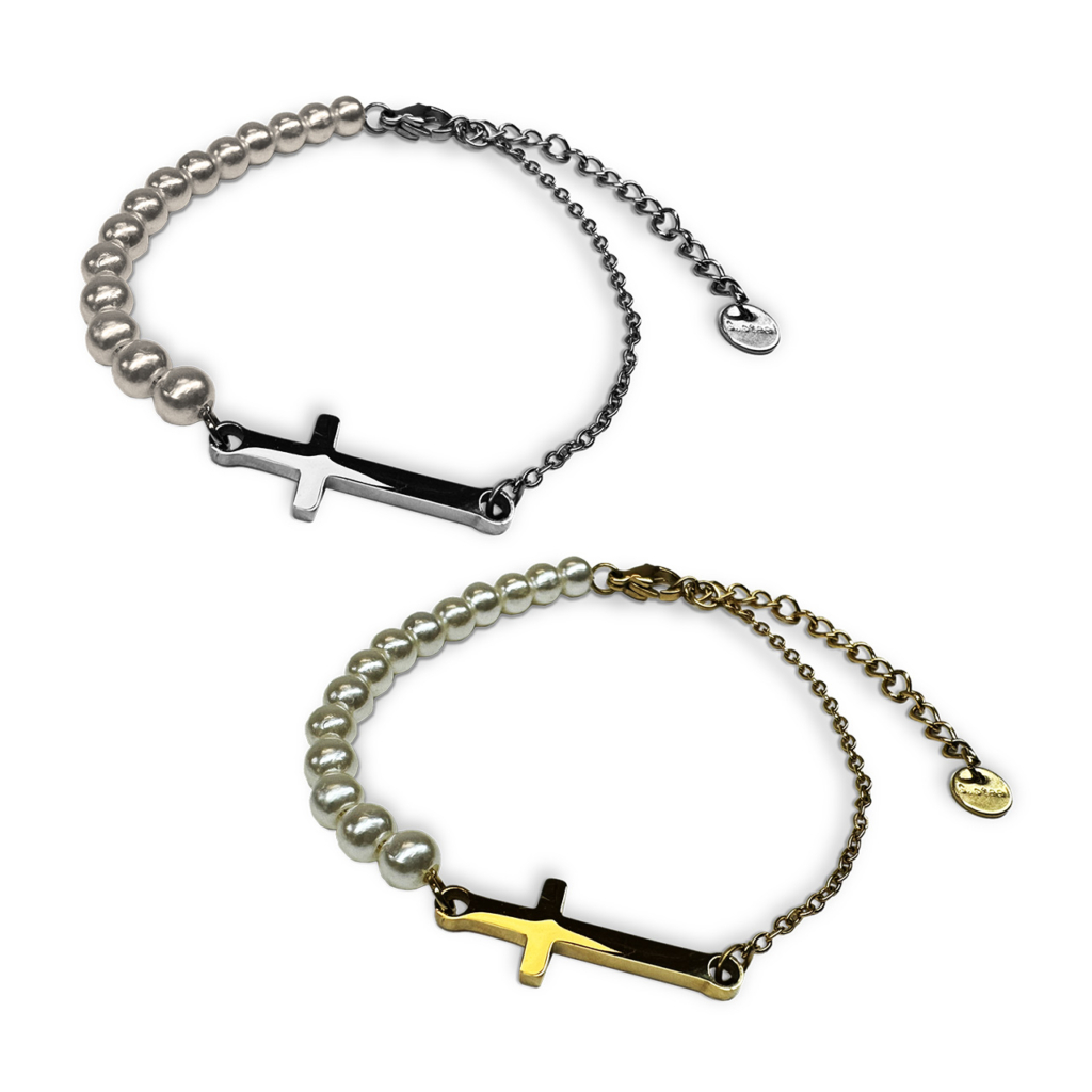 Armband kruisje en parels