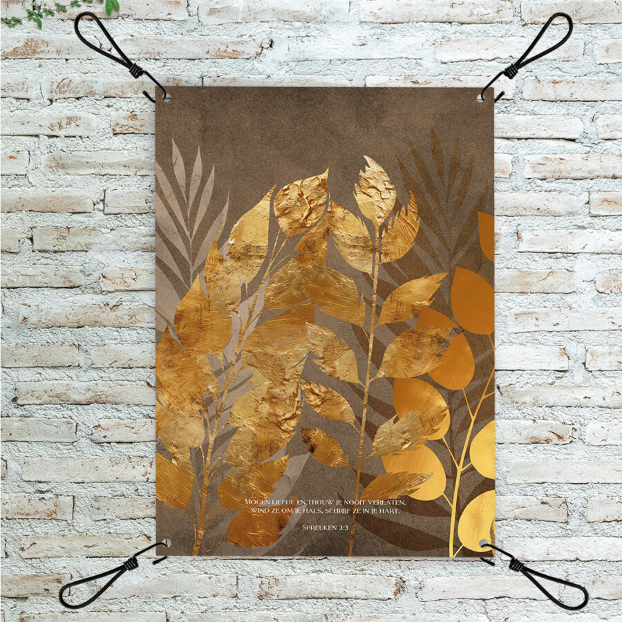 Tuinposter Goudkleurige takken