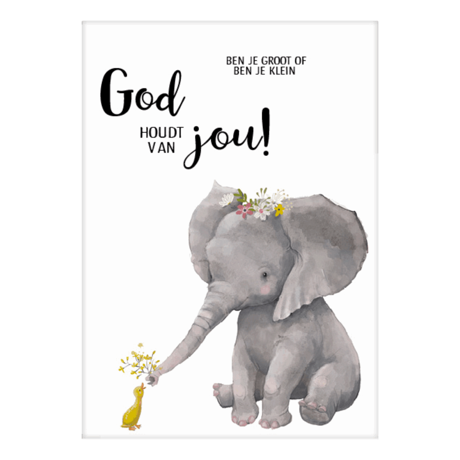 Cadeaubord olifantje God houdt van jou