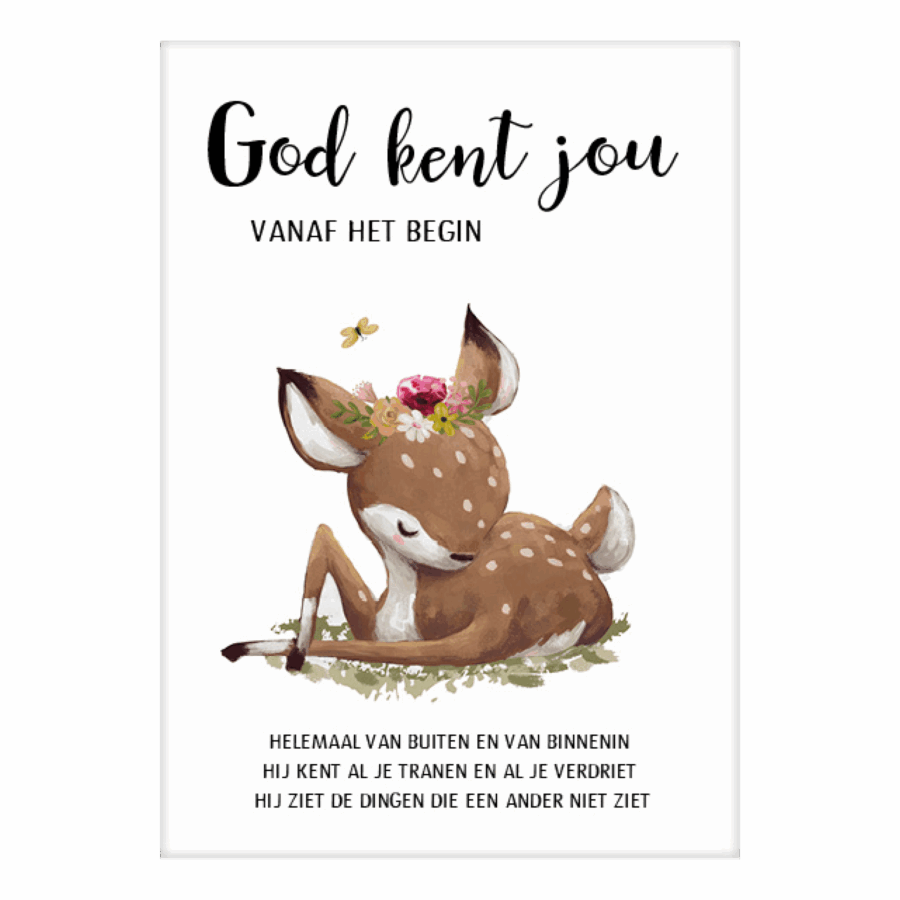 Cadeaubord hertje God kent jou