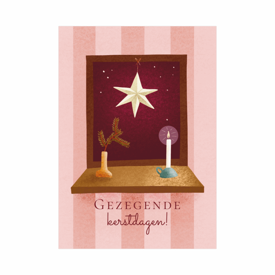 Kerstkaart 'Raam en ster'