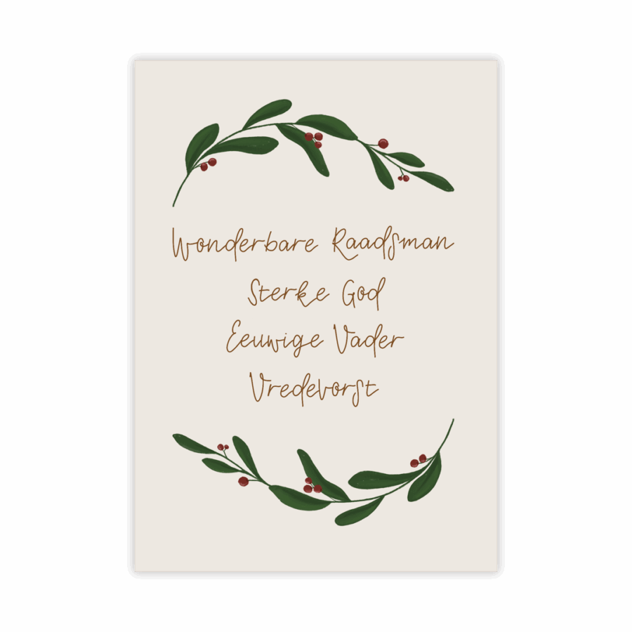 Kerstkaart 'Wonderbare Raadsman -  kerstgroen'