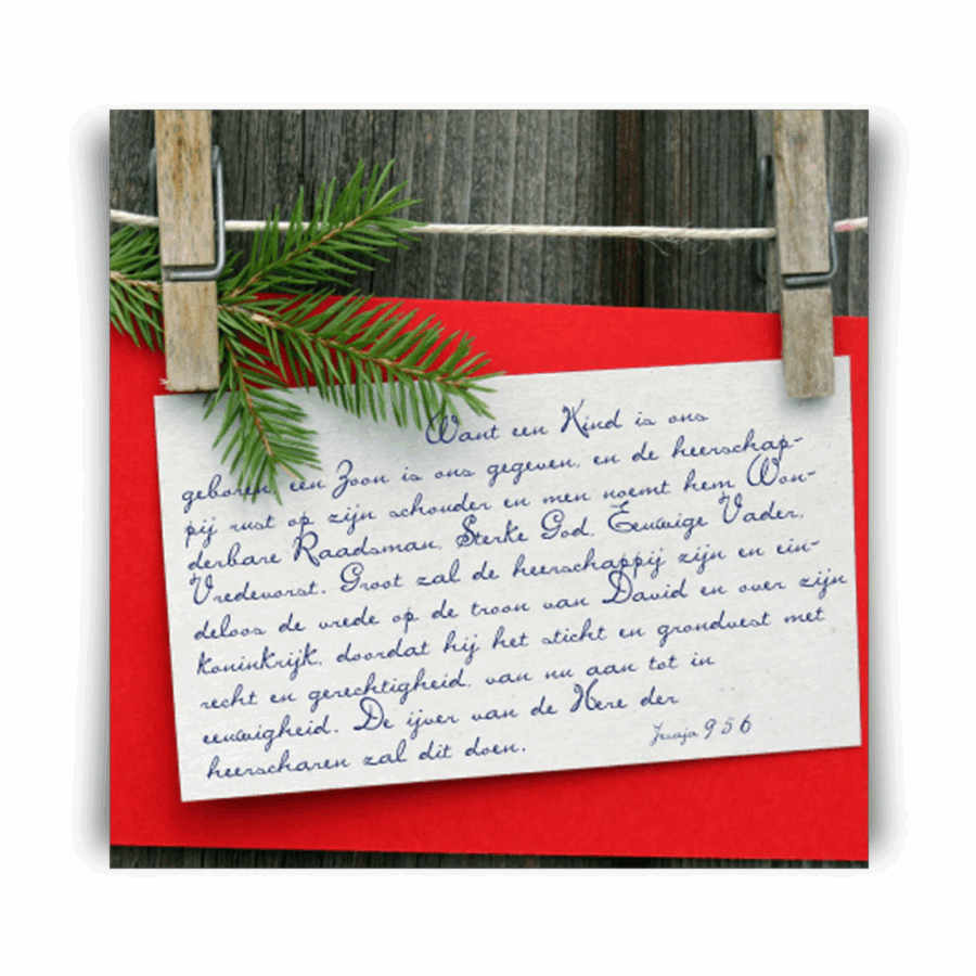 Kerstkaart 'Want een kind is ons geboren'