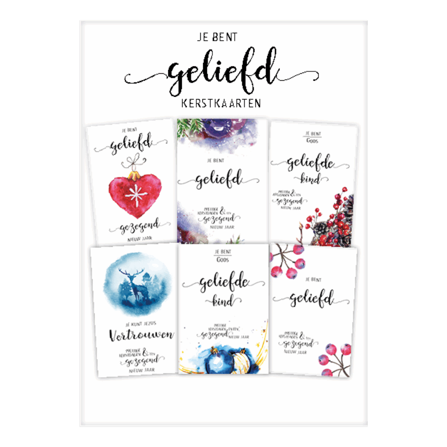 Voordeelpakje kerstkaarten 'Je bent geliefd' - 6 stuks