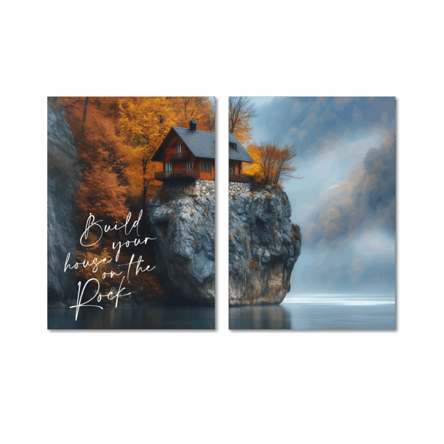 Tweeluik A3 (met tekst) 'Build your house on the Rock'