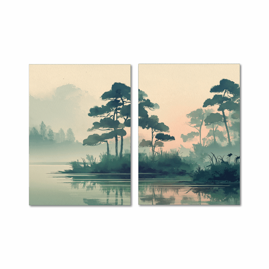 Tweeluik A3 (zonder tekst) 'Misty morning'