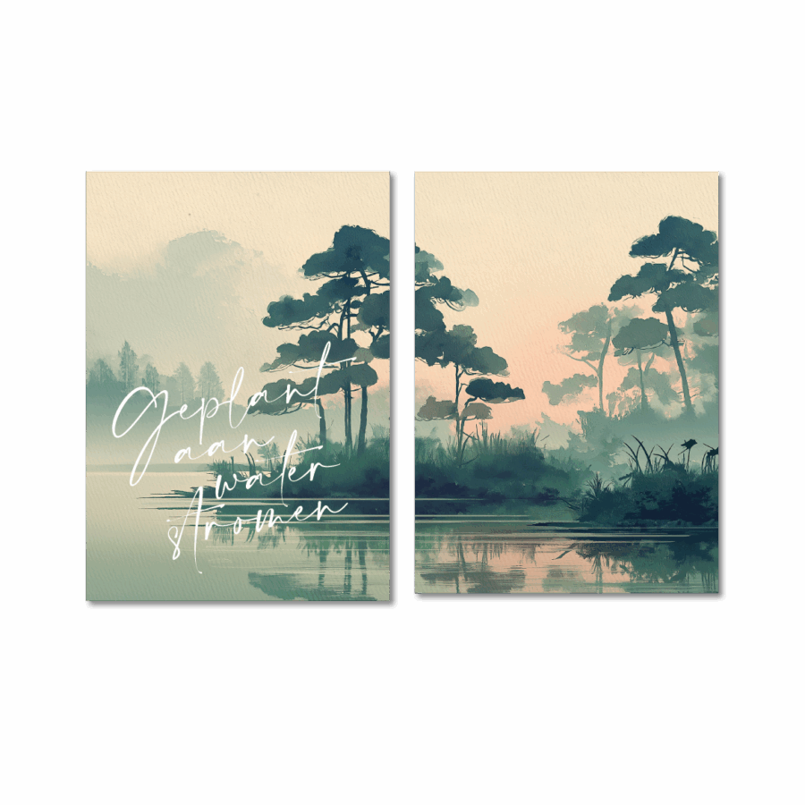 Tweeluik A3 (met tekst) 'Misty morning'