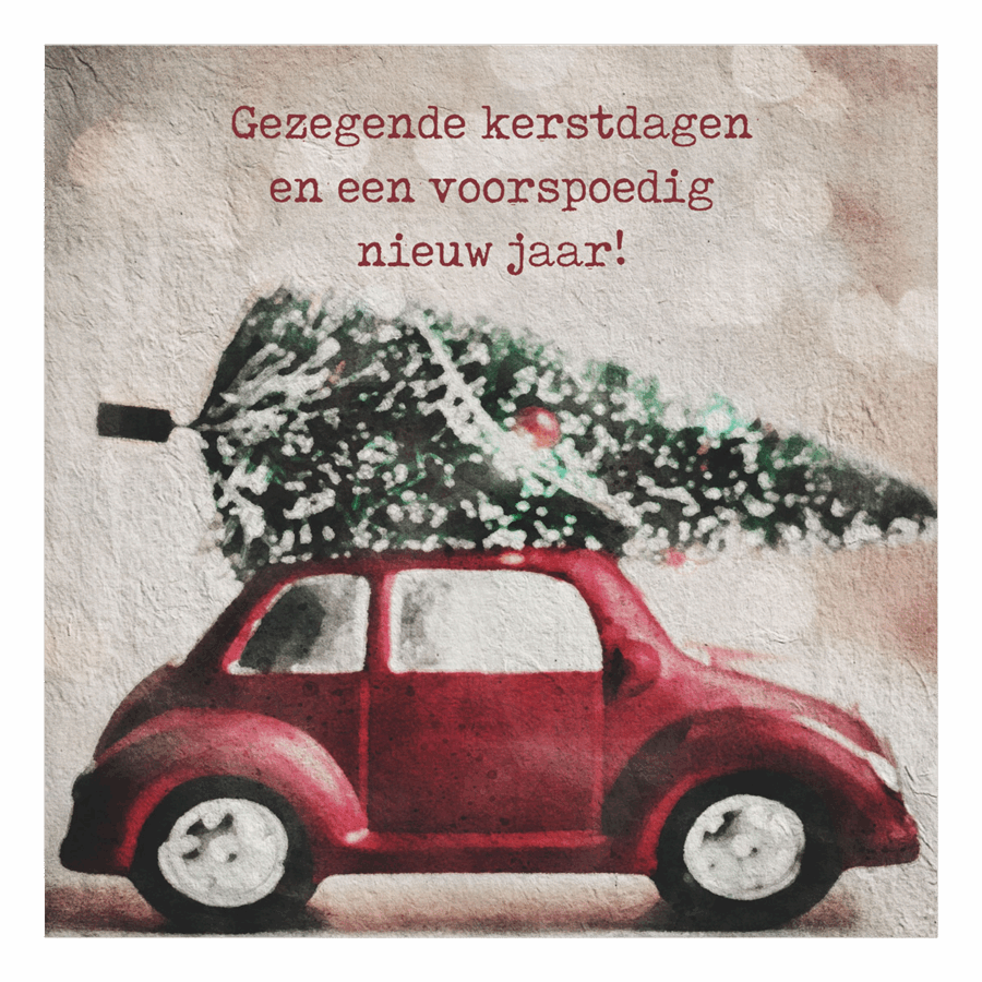Minikaartje kerst 'auto gezegend'