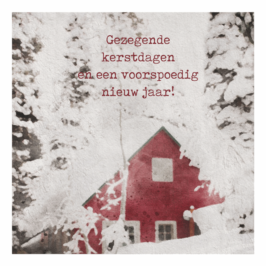 Minikaartje kerst 'sneeuwhuis'
