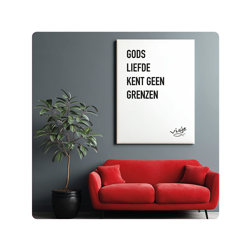 Visje bordje 'Gods liefde kent geen grenzen'