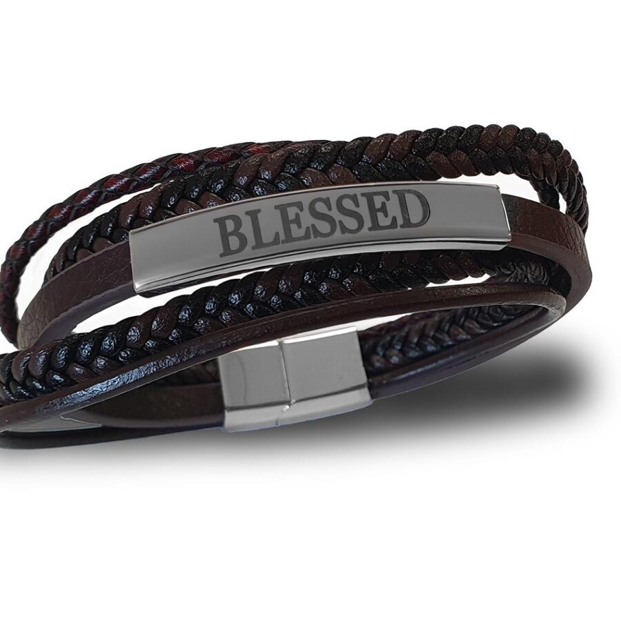 Leren armband "Blessed"